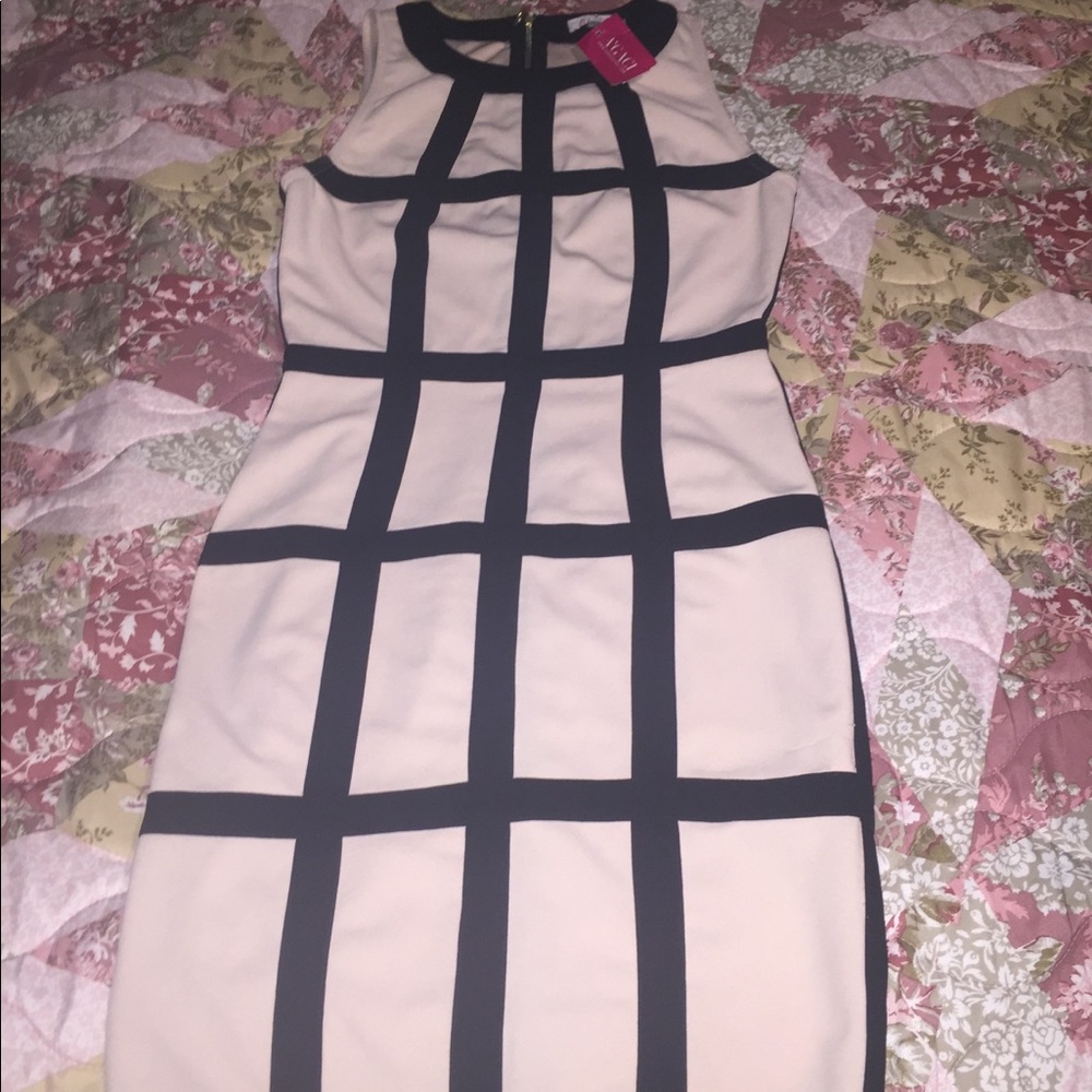 Beige and black dress